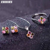 Natural Tourmaline Gemstone Jewelry Sets Genuine 925 Solid Sterling Silver For Women Rings Earrings and Necklace Pendants