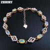 Real Natural Opal Bracelet Solid 925 Sterling Silver Women Fire color Gemstone Jewellry