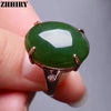 Real Women Natural Jasper Ring Big Green gemstone Genuine 925 Sterling Silver Fine Jewelry