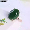 Women Natural Green Jasper Ring Real 925 Sterling Silver Big Gemstone Rings Lady Fine Jewelry