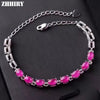 Women Natural Ruby Gem Bracelet Genuine Solid 925 Sterling Silver Precious Stone Fine Colored Tones Jewelry