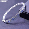 Women Natural Tanzanite Bracelet Genuine 925 Sterling Silver Fire Blue Gem Stone Fine Jewelry Bangle