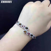 Women Natural Tourmaline Bracelet Genuine Solid 925 Sterling Silver Real Gem Fire Color Stone Fine Jewelry