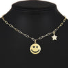 ZHINI Female's Smiley Face Choker Necklaces Boho Gold Color Star Party Pendant Necklace Rhinestone Handmade Jewelry 2021