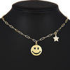 ZHINI Female's Smiley Face Choker Necklaces Boho Gold Color Star Party Pendant Necklace Rhinestone Handmade Jewelry 2021