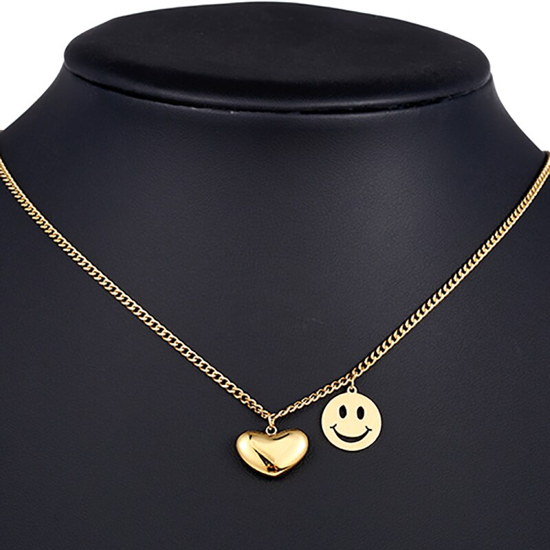 ZHINI Female's Smiley Face Choker Necklaces Boho Gold Color Star Party Pendant Necklace Rhinestone Handmade Jewelry 2021