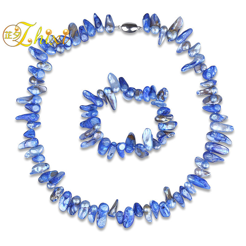 African Pearl Jewelry Set For Women Wedding Party Natural Braque Pearl Choker Necklace Bracelet Fashion New BohemiaT216