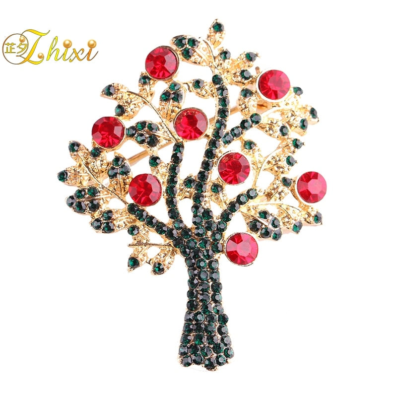 Colorful Tree Zircon Brooch Fine Jewelry Flower Decoration Trendy For Wedding Party Daily Sweater Scarf B65