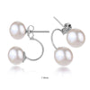 Double Pearl Earring 925 Silver Jewelry Real Freshwater Pearl Stud Earrings White New Trendy Party Gift for Women E274
