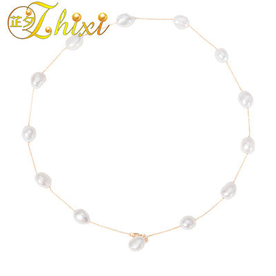 Pearl Necklace Pearl Jewelry Natural Baroque Chains Necklaces For Woman 9-10MM X125