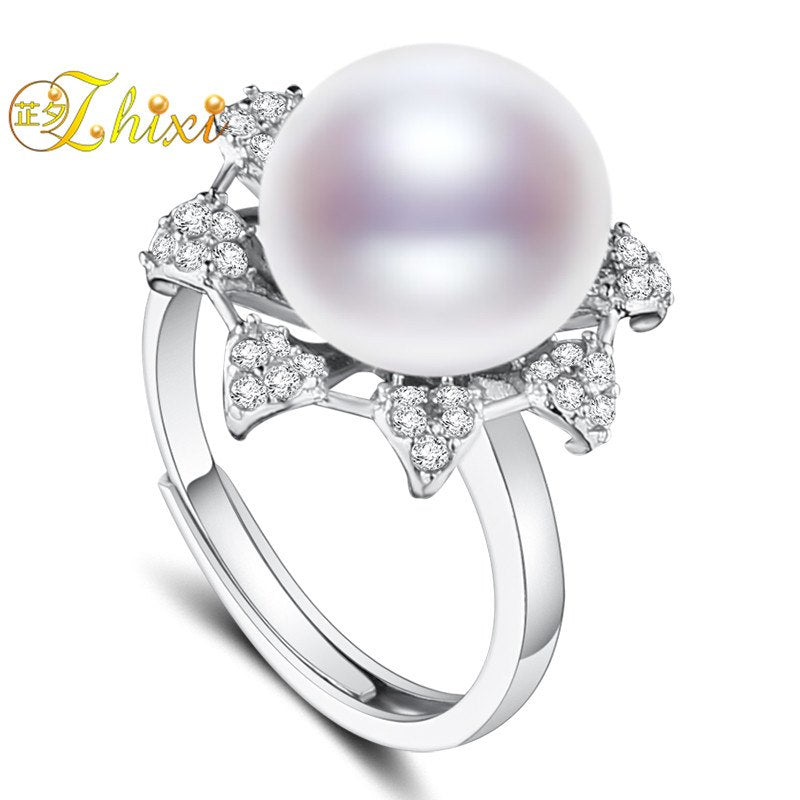 Natural Pearl Ring Pearl Jewelry 10-11mm Big Stone Fashion Rings For Women Wedding Bands Anniversary Gift J109