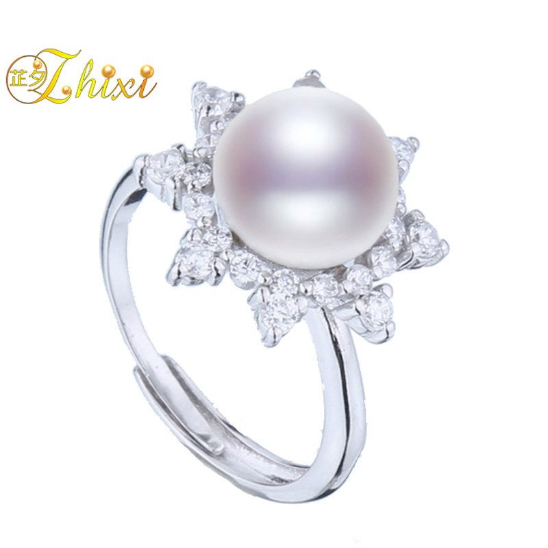 Natural Pearl Ring Pearl Jewelry Big Natural Stone Fashion Rings For Women Wedding Bands Anniversary Gift J205