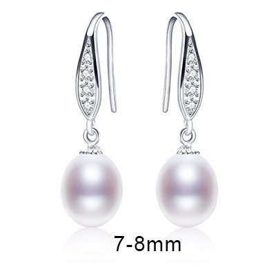 Natural Pearl Earrings Fine Jewelry White Pearl Drop Earrings for Wedding 9-10mm [E203]