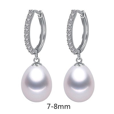 Natural Pearl Earrings For Women S925 Silver Jewelry Genuine White Pearl Drop Earrings Gift For Wedding E202