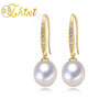 [ZHIXI] Pearl Earrings Fine Jewelry Black Pearl Earrings 8-9MM Water Drop Trendy New Birthd Gift For Women Hook E19