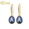[ZHIXI] Pearl Earrings Fine Jewelry Black Pearl Earrings 8-9MM Water Drop Trendy New Birthd Gift For Women Hook E19