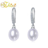 [ZHIXI] Pearl Earrings Fine Jewelry Black Pearl Earrings 8-9MM Water Drop Trendy New Birthd Gift For Women Hook E19