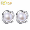 Pearl Earrings For Women Fine Jewelry 8-9mm Natural Pearl Stud Earrings Trendy Engagement Gift For Love Flower E062
