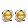 Pearl Earrings For Women Fine Jewelry 8-9mm Natural Pearl Stud Earrings Trendy Engagement Gift For Love Flower E062