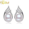 [ZHIXI] Pearl Earrings For Women Fine Jewelry Genuine Pearl Stud Earrings 9-10mm New Trendy With Gift Box E1059
