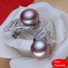 [ZHIXI] Pearl Earrings For Women Fine Jewelry Genuine Pearl Stud Earrings 9-10mm New Trendy With Gift Box E1059