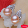 [ZHIXI] Pearl Earrings For Women Fine Jewelry Genuine Pearl Stud Earrings 9-10mm New Trendy With Gift Box E1059