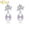 Pearl Earrings Pearl Jewelry 925 Sterling Silver Natural Fresh Water White Drop Trendy Fine For Wendding Women E211
