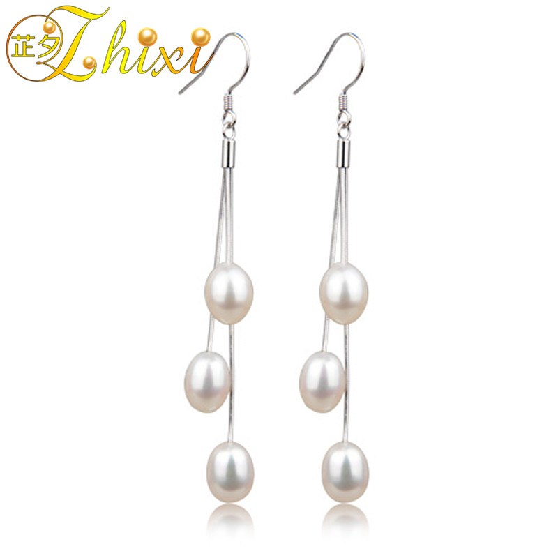 Pearl Earrings Sterling Silver jewelry Natural White Tear Drop Trendy Fine Pearl Earrings For Party E11