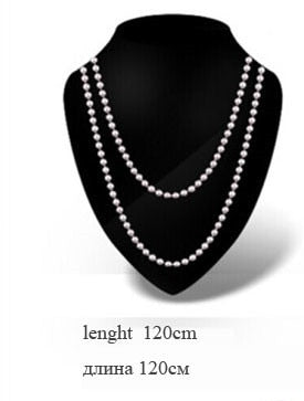 Pearl Long Necklace Fine Jewelry Natural Pearl Necklace Women Round 8-9mm Classic Sweater Chain Anniversary Gift N001