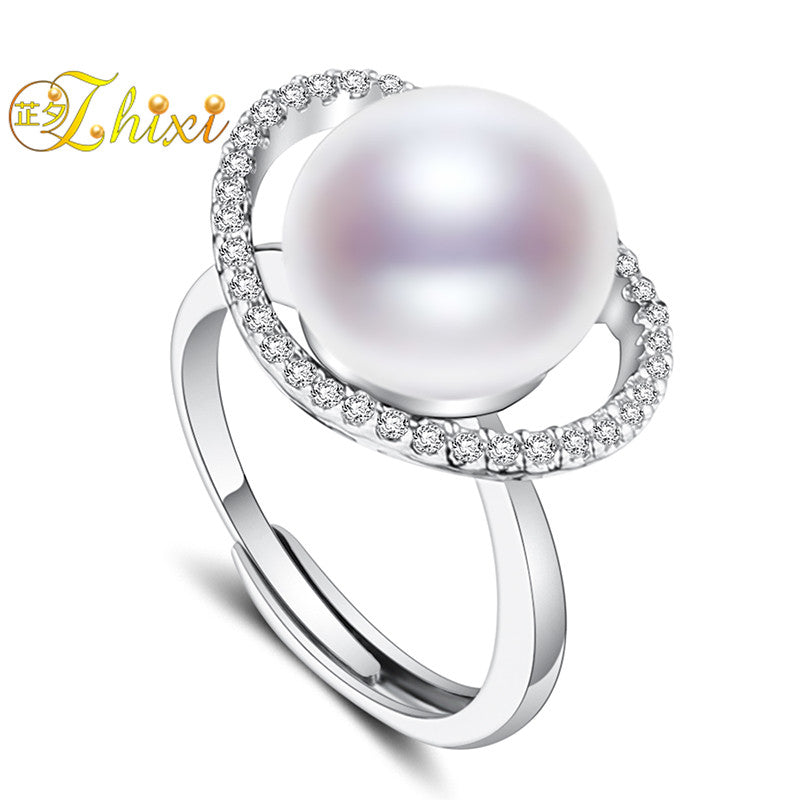 Pearl Rings For Women Fine Jewelry Big 10-11MM Pearl Wedding Bands Natural Stone Bead Trendy Birthd Gift J210