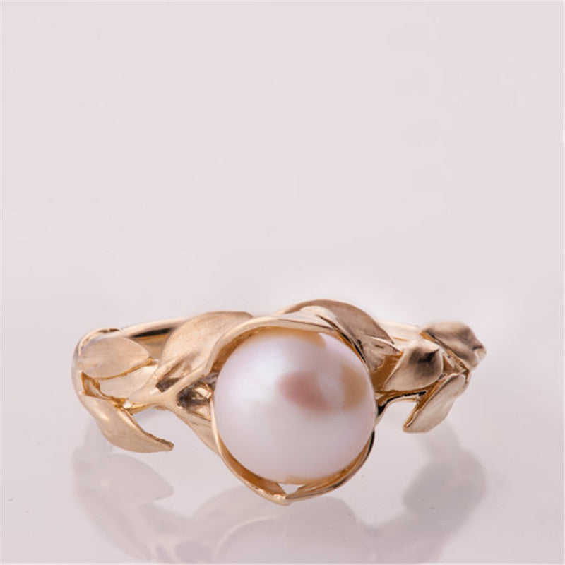 Natural Pearl Ring Fashion Rose Gold and Silver Ring For Women Marriage Engagement Party Jewelry Ring