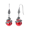 925 Sterling Silver Earrings Garnet & Marcasite Stone Round Drop Earrings for Women Retro Thai Silver Jewelry