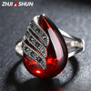925 Sterling Silver Gemstone Garnet Rings Water Drop Shape Thai Silver Wedding Bands Jewelry Accessories