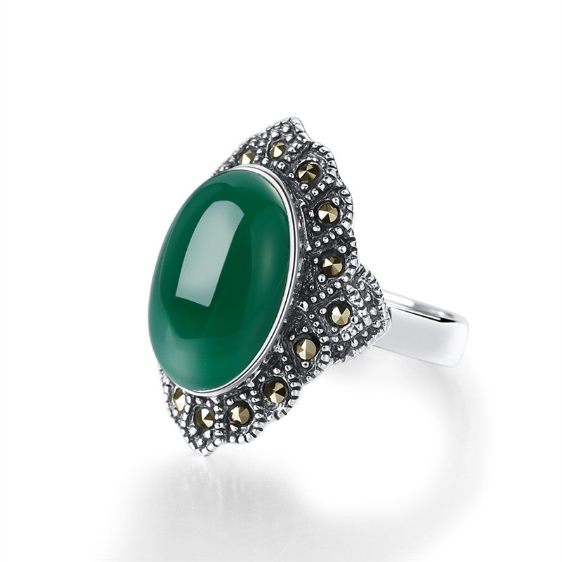 Handmade Red Agate Stone Rings Vintage 925 Sterling Silver Ring for Women Female Fine Jewelry