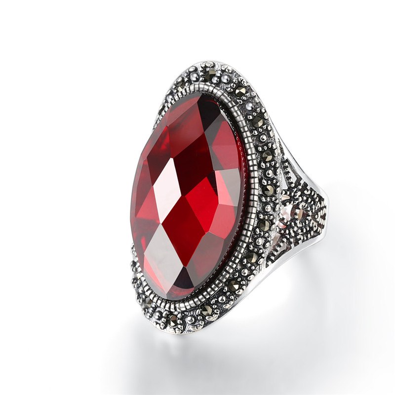 Luxury Red Agate Rings for Women Vintage 925 Sterling Silver Jewelry Accessories Birthd Anniversary Gift