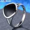 Natural Black Agate Rings for Women 100% 925 Sterling Silver Ring with Stone Luxury Wedding Engagement Jewelry