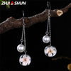 Personality 925 Sterling Silver Jewelry Flower Earrings for Women Ladies Romantic Long Drop Earrings Christmas Gifts