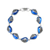 Thai Silver Black Stone Sapphire Bracelets for Women 925 Sterling Silver Link Bracelet Fine Jewelry
