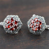 Thai Silver Garnet Earrings for Women Lady 925 Sterling Silver Earrings Femme Luxury Jewelry Birthd Gift
