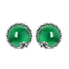 Thai Silver Red Garnet Stone Stud Earrings for Women Ro 925 Sterling Silver Fine Jewelry Romantic Gift S3004