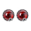 Thai Silver Red Garnet Stone Stud Earrings for Women Ro 925 Sterling Silver Fine Jewelry Romantic Gift S3004