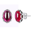 Thai Silver Sapphire Ruby Stone Earrings 925 Sterling Silver Jewelry for Women Femme Party Birthd Gift