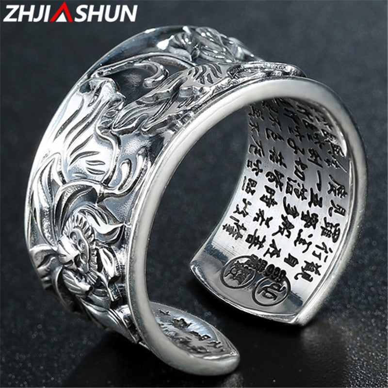 Vintage Lotus Leaves Leaf Ring for Men Women Mens Rings 999 Sterling Silver Jewelry Wholesale Best Gift