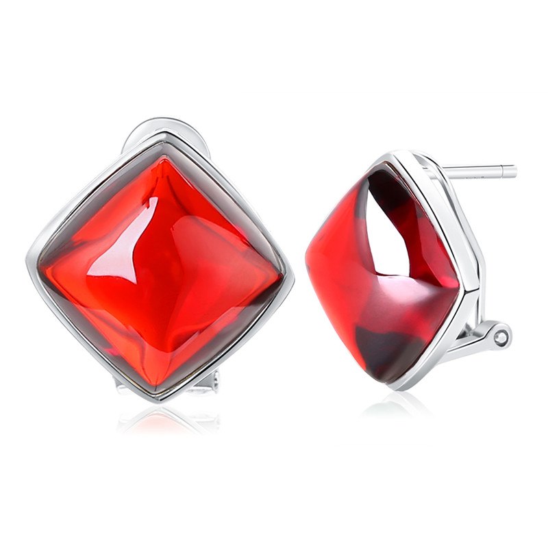 Vintage Red Gemstone Garnet Earrings for Women Femme 100% 925 Sterling Silver Fine Jewelry