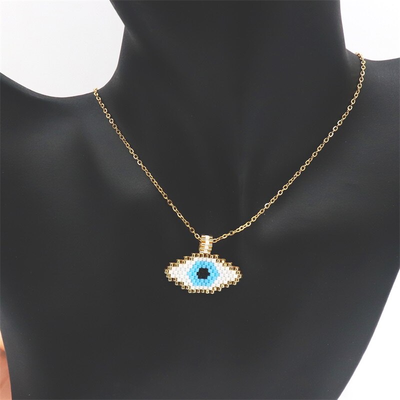 ZHONGVI Women Jewelry Handmade Gift  Evil Eye Necklace Miyuki Gold Chain Necklaces Delica Seed Beads Jewellry