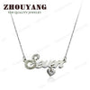 ZHOUYANG ZYN077 Seven Love Silver Color Necklace Pendant Jewelry Made with Austria Crystal
