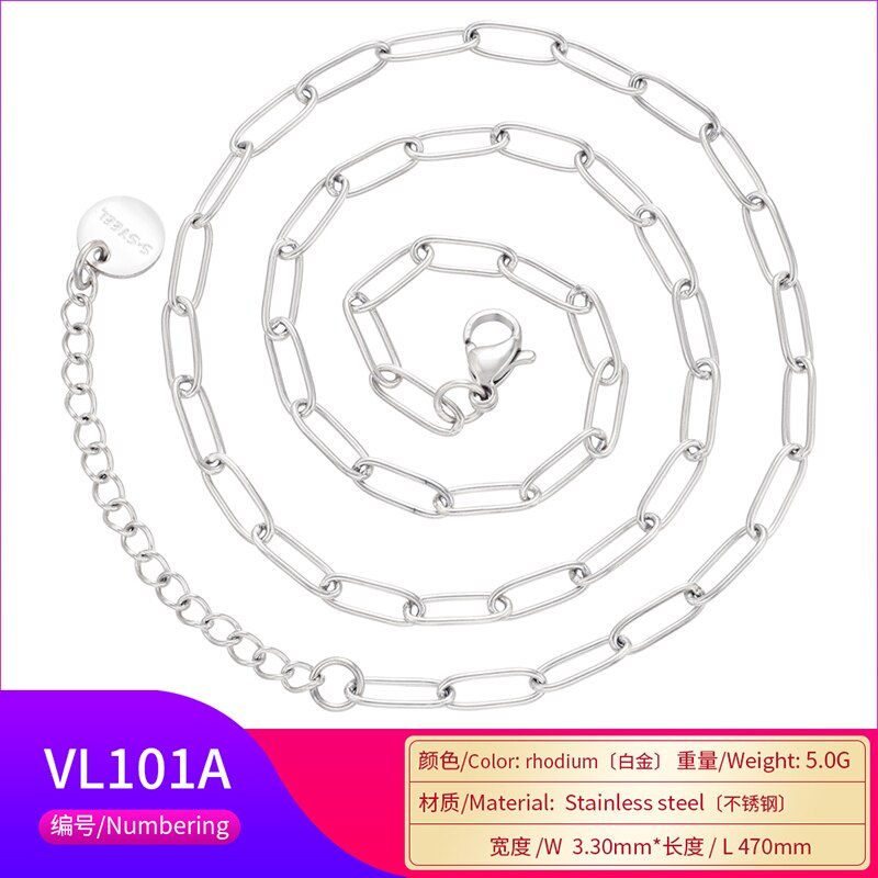 ZHUKOU Punk Stainless Steel Necklace for Men Women rectangle Link Chain Chokers Vintage Gold plated Choker with mini Coin VL101