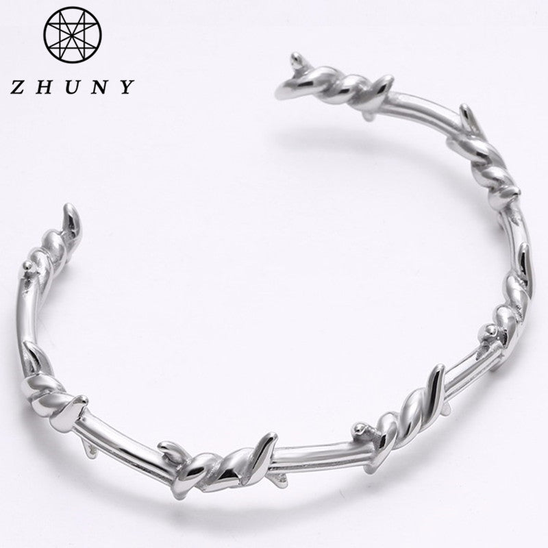Luxury Brand Barbed Wire Gold Color Cuff Open Bangle Copper Twist Thor Bracelets for Men & Women Geometric Simple Jewelr