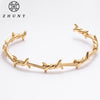 Luxury Brand Barbed Wire Gold Color Cuff Open Bangle Copper Twist Thor Bracelets for Men & Women Geometric Simple Jewelr