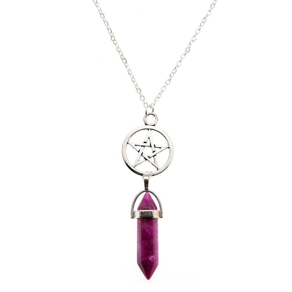 ZILPOIT  Natural Crystal Jewelry Hexagon Chakra Necklace Pentagram Star Pendant Necklace #543